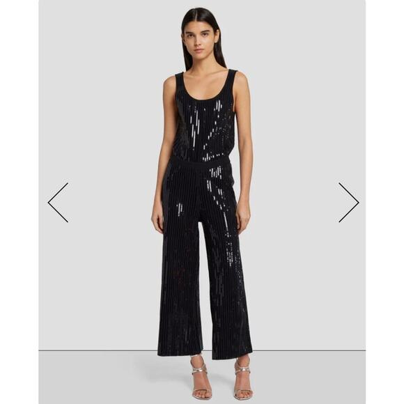 NWT 7 For All Mankind Sequin Wide Leg Knit Pull on Jumpsuit size L - Picture 1 of 9